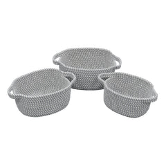 Edison Grey Set of 3 Oval Cotton Rope Storage Baskets