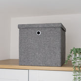 Chroma Foldable Grey Cube Organiser Box with Lid