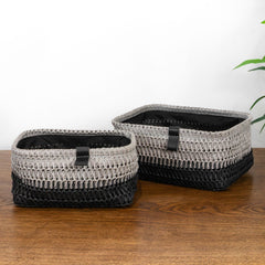 Kenzi Set of 2 Light Grey Rectangular Baskets
