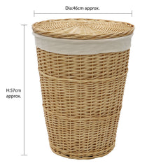 Acacia Honey Round Willow Laundry Basket
