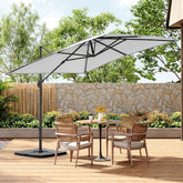 Square Cantilever 3m Crank Lift Garden Parasol light Grey with Square Base