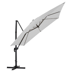 Square Cantilever 3m Crank Lift Garden Parasol light Grey with Square Base
