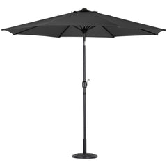 Outdoor Crank Tilt Parasol Black with Round Base 3m