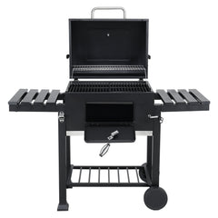 Outdoor BBQ Charcoal Grill with Side Tables