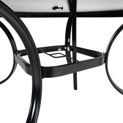 4 Seater Round Garden Glass Table with Parasol Hole
