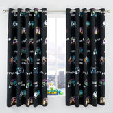 Catherine Lansfield Black Game Over Reversible Eyelet Curtains