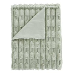 Bianca So Soft Carved Sage Green Faux Fur Blanket Throw