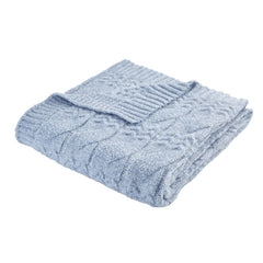 Bianca Blue Cosy Soft Cable Knit Blanket Throw