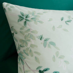 RHS Scenic Leaves Green Reversible 200TC Cotton Duvet Set