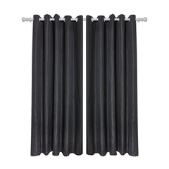 Aura Black Jacquard Eyelet Curtains