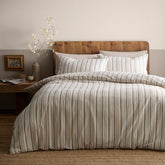 Yarn Dyed Thin Stripe Natural 100% Cotton Duvet Set