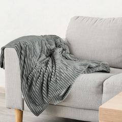 Dakota Charcoal Flannel Soft Fleece Blanket Throw