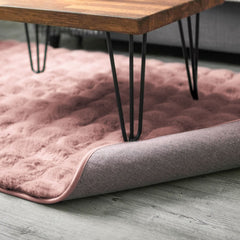 Deluxe Blush Pink Faux Rabbit Fur Room Rug