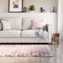 Deluxe Blush Pink Faux Rabbit Fur Room Rug