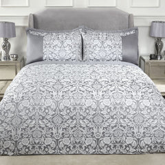 Eden Silver Embellished Jacquard Duvet Set