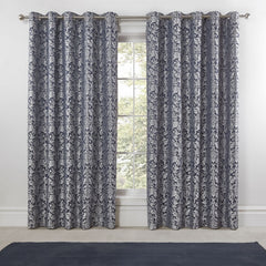 Eden Navy Lined Eyelet Jacquard Curtains