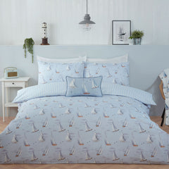 Boats & Gulls Reversible Blue Super Soft Duvet Set