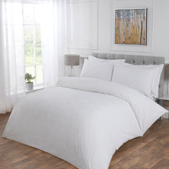 Hereford White Embossed Super Soft Duvet Set