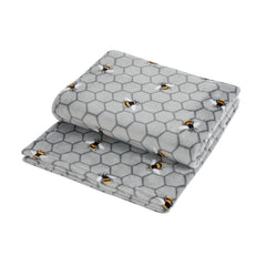 Bee Silver Grey Printed Fleece Throw (130cm x 150cm)