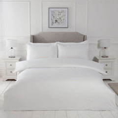 Satin Stripe White 210TC 100% Cotton Duvet Set