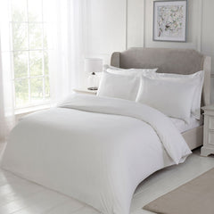 Satin Stripe White 210TC 100% Cotton Duvet Set