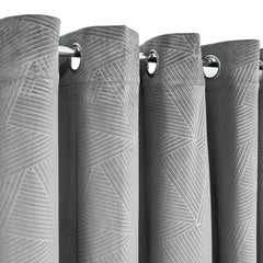 Midnight Silver Embossed Velvet Thermal Blackout Eyelet Curtains