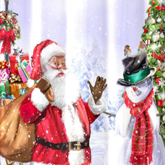 Santa & Snowy Eyelet Single Panel Door Curtain