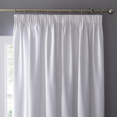 Dijon White Blackout Thermal Pencil Pleat Curtains