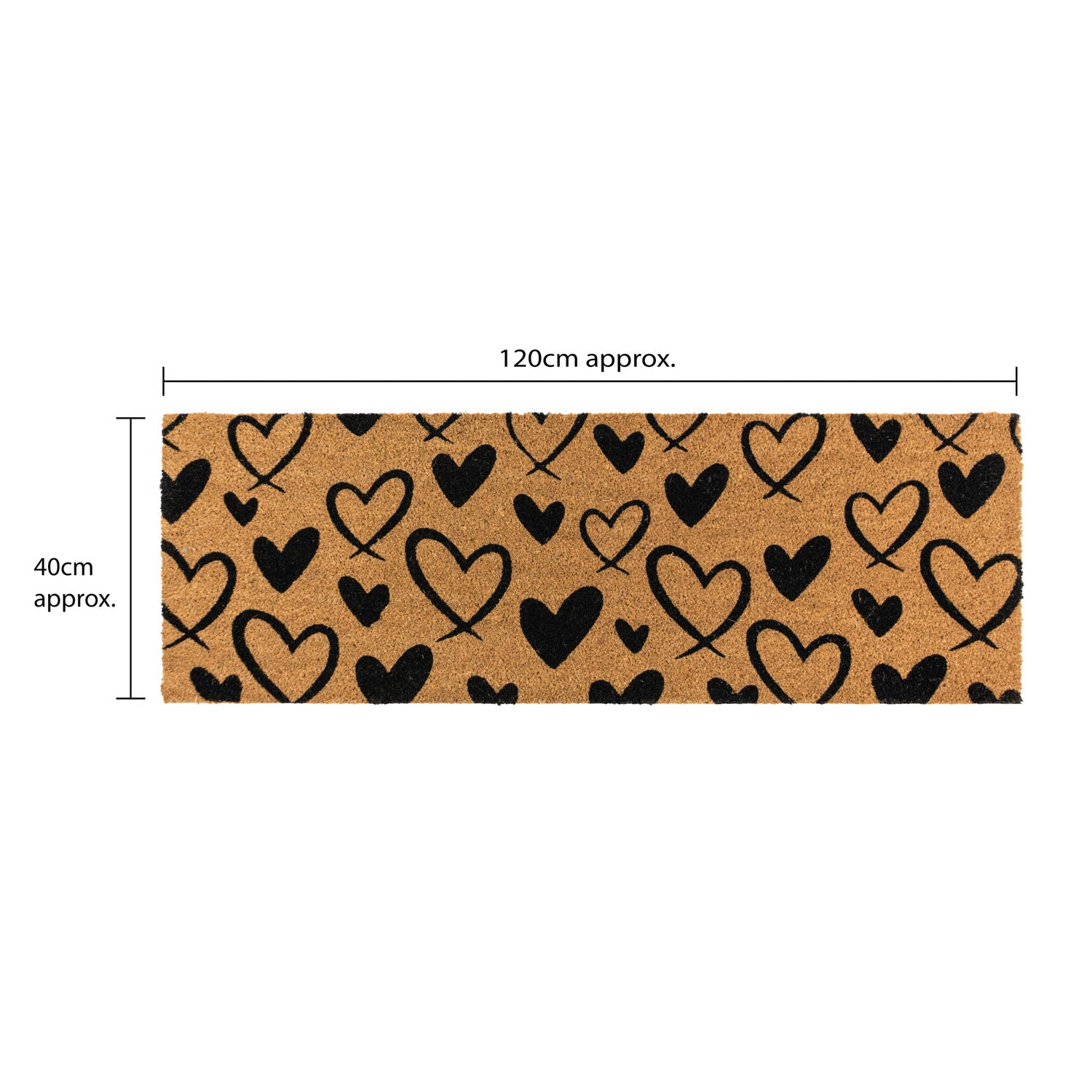 Hearts Eco-Friendly Latex Backed Coir Entrance Doormat Runner