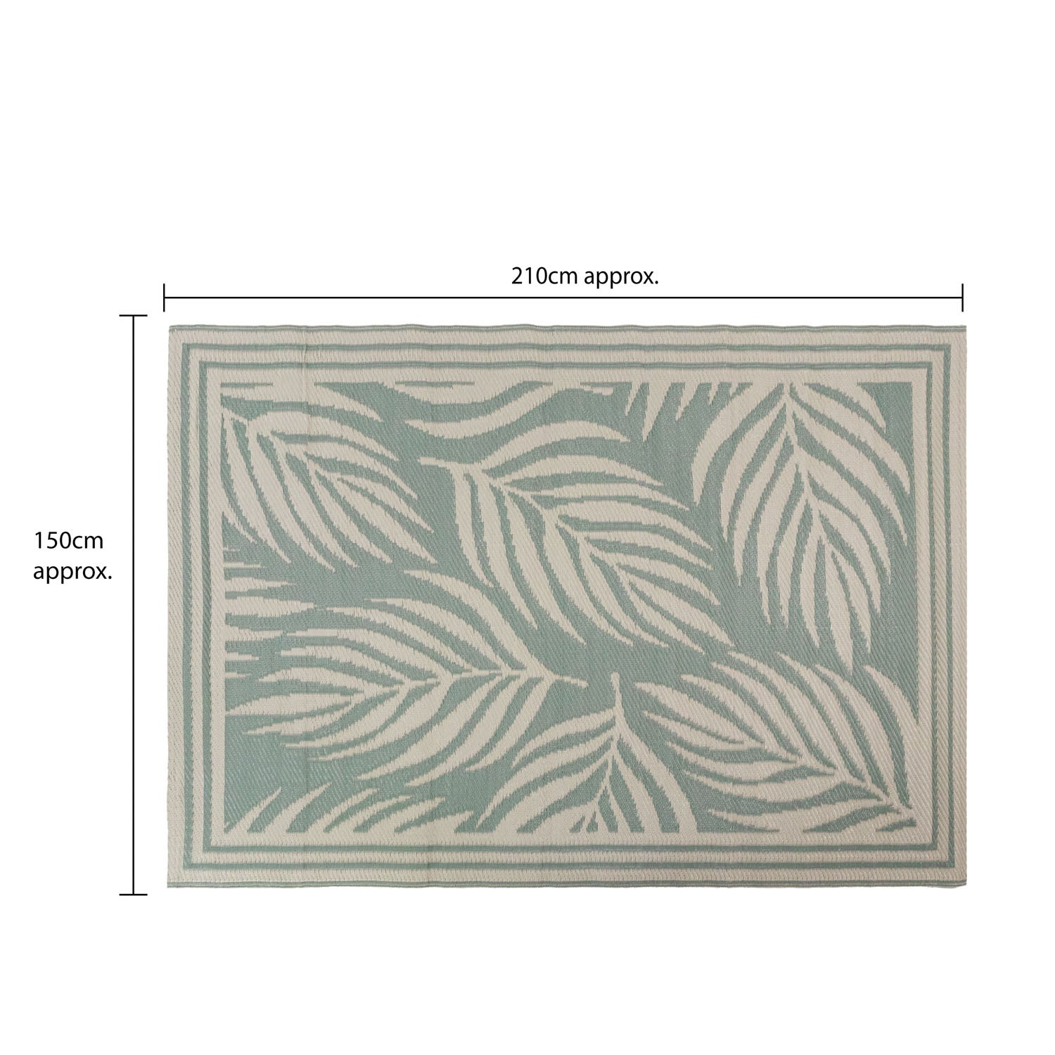 Lightweight Reversible Large Green Leaf Pattern Outdoor Rug