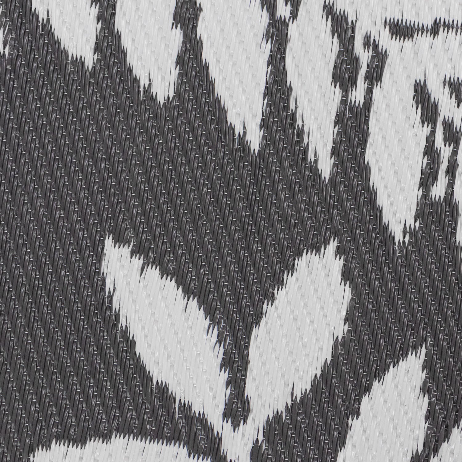 Lightweight Reversible Large Grey Leaf Pattern Outdoor Rug