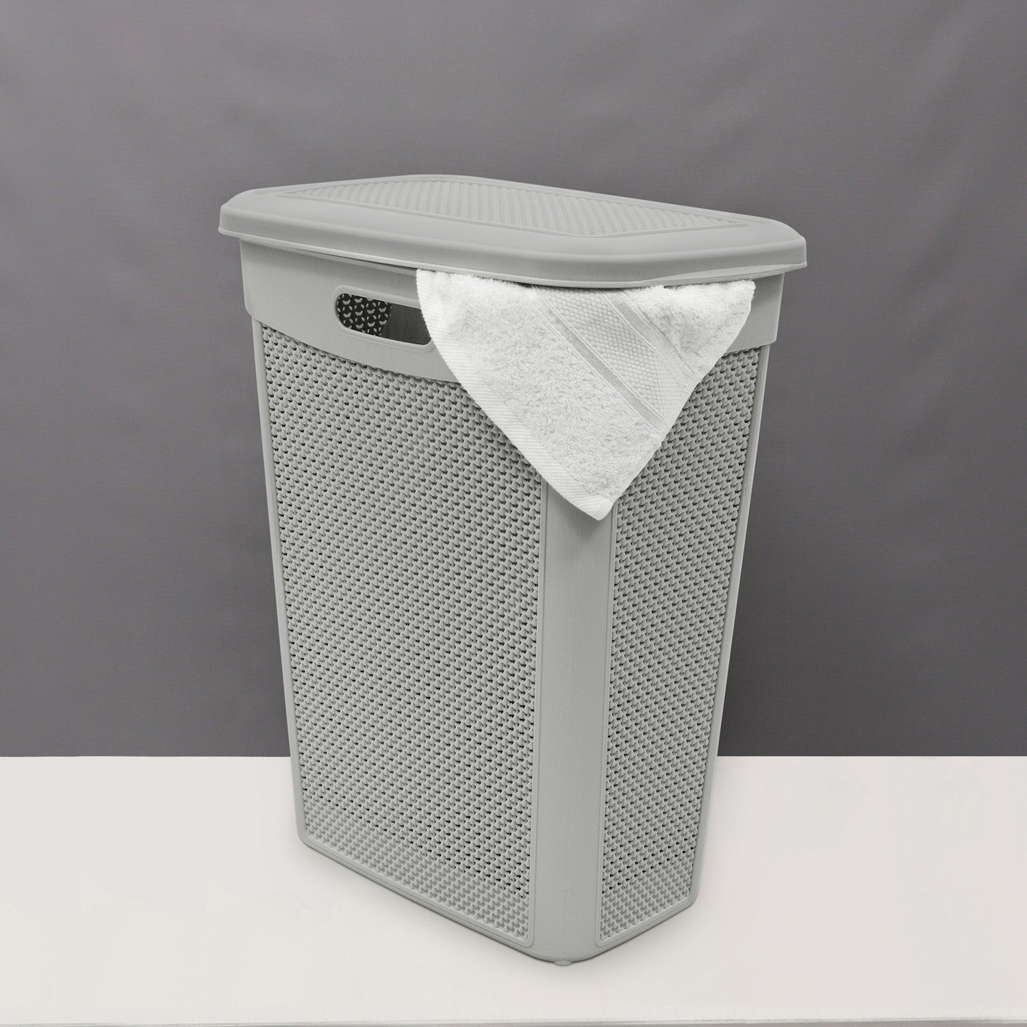 Droplette Ice Grey 43L Slim Laundry Basket