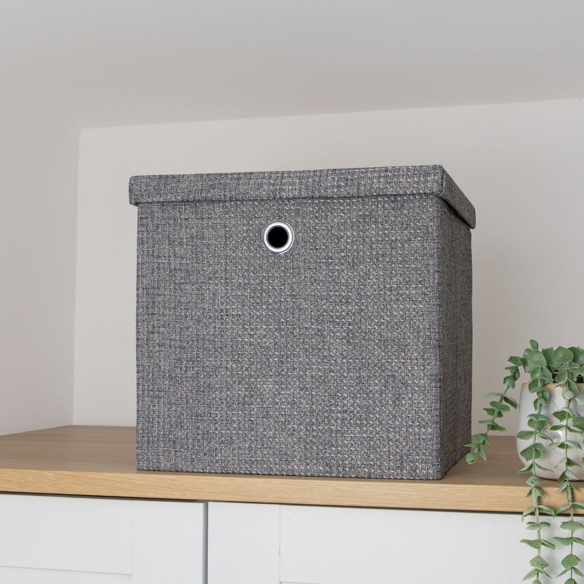 Chroma Foldable Grey Cube Organiser Box with Lid