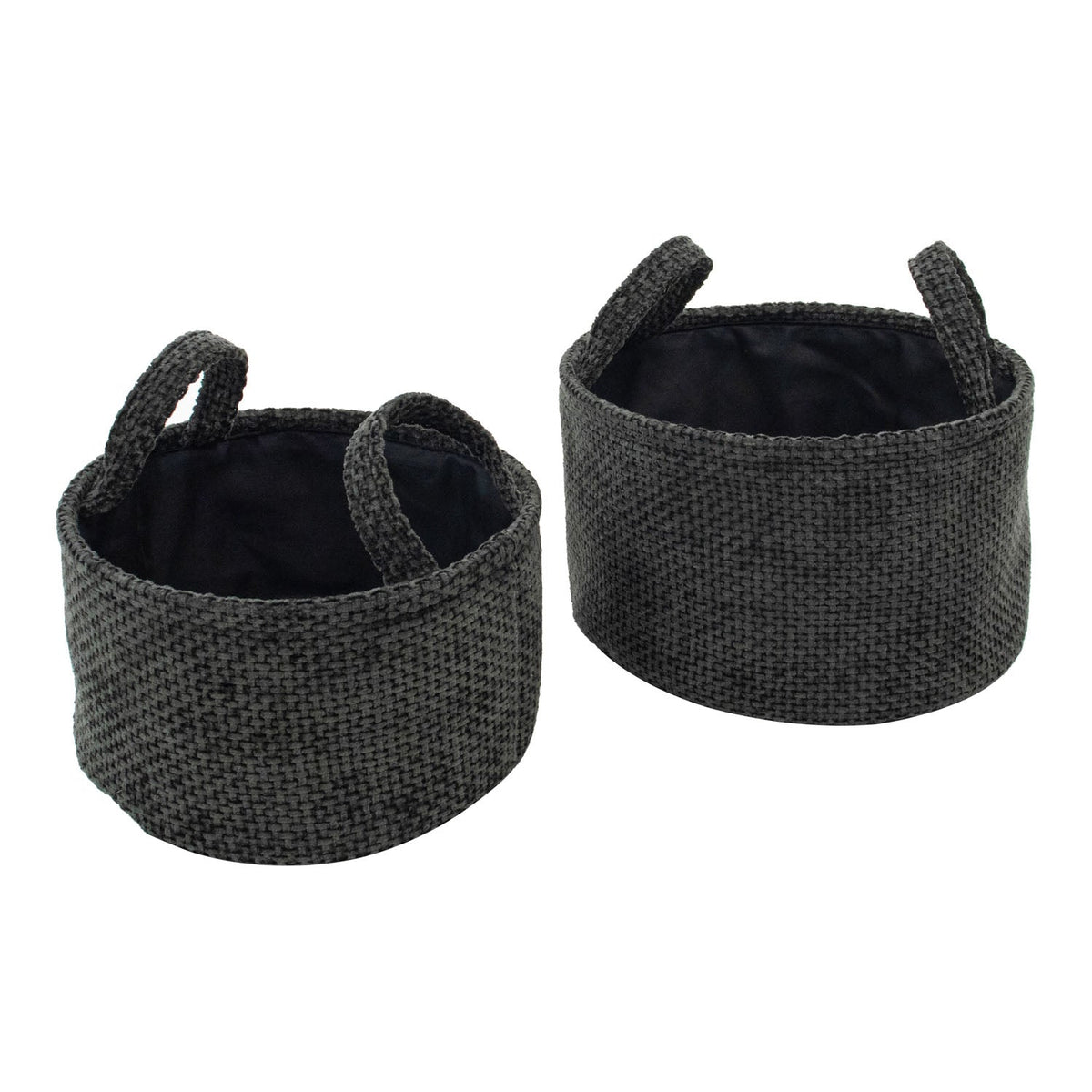 Metro Black Set of 2 Round Storage Baskets with Handles