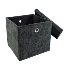 Metro Black Foldable Cube Organiser Box with Lid
