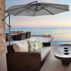 Cantilever Garden Parasol Light Grey with Tilt Fillable Cross Base 3m