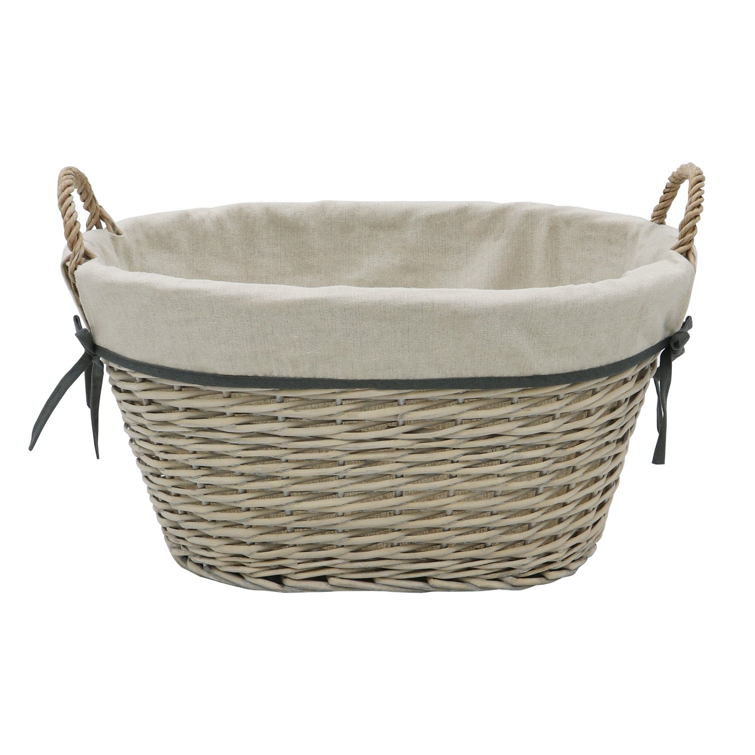 Arianna Antique Wash Oval Willow Storage Basket - Large