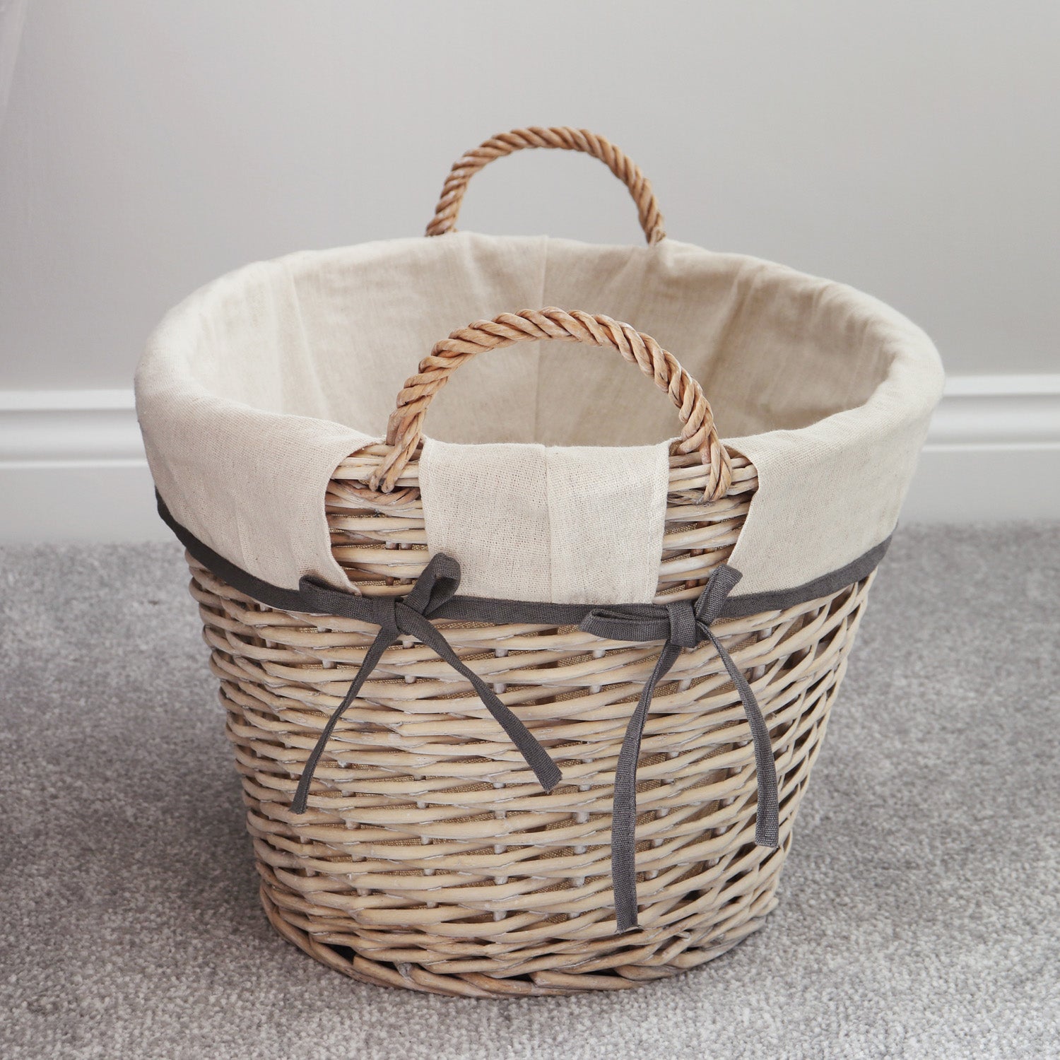 Arianna Antique Wash Oval Willow Storage Basket - Large