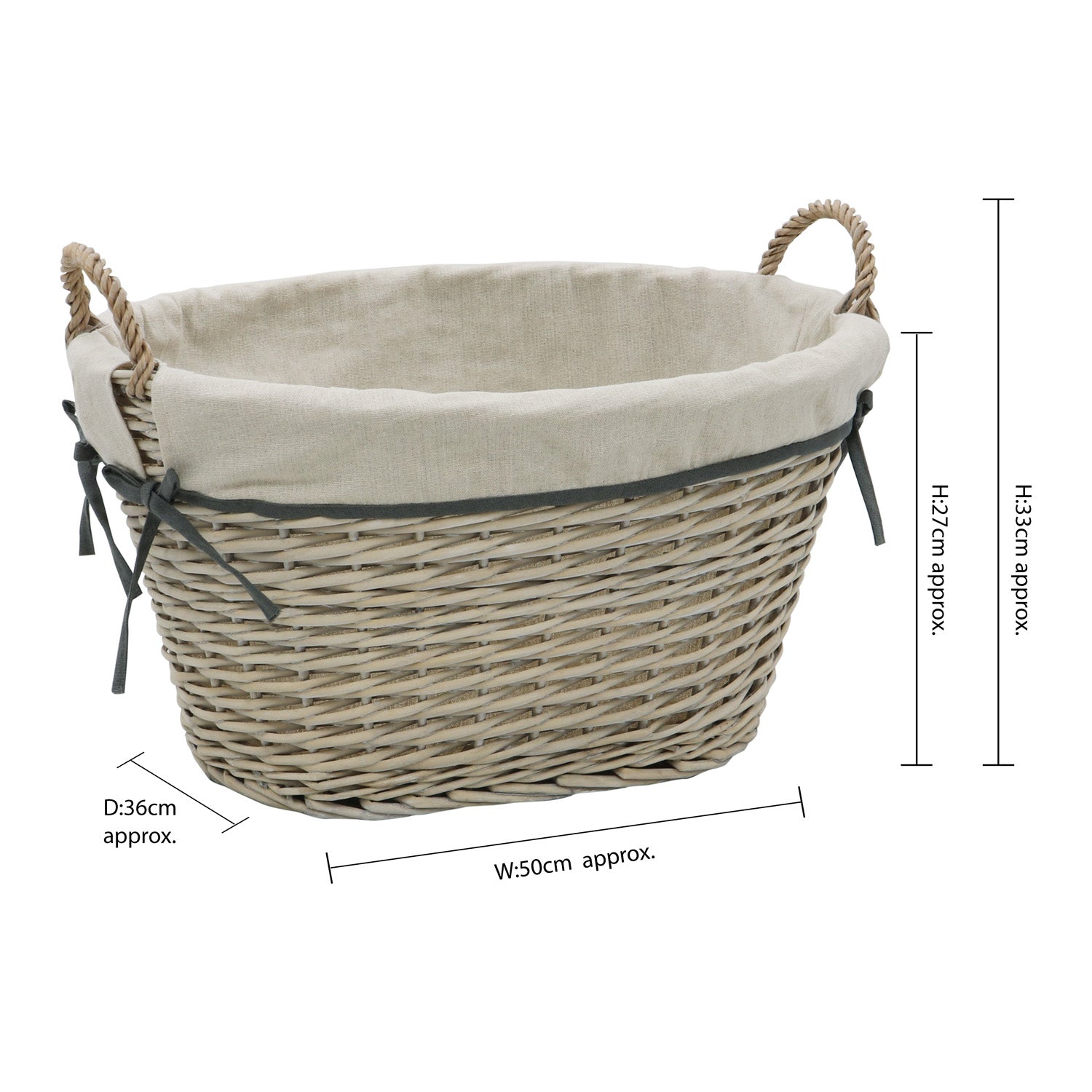 Arianna Antique Wash Oval Willow Storage Basket - Large