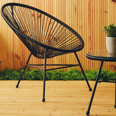 Miami Black Rattan 3 Piece Patio Set