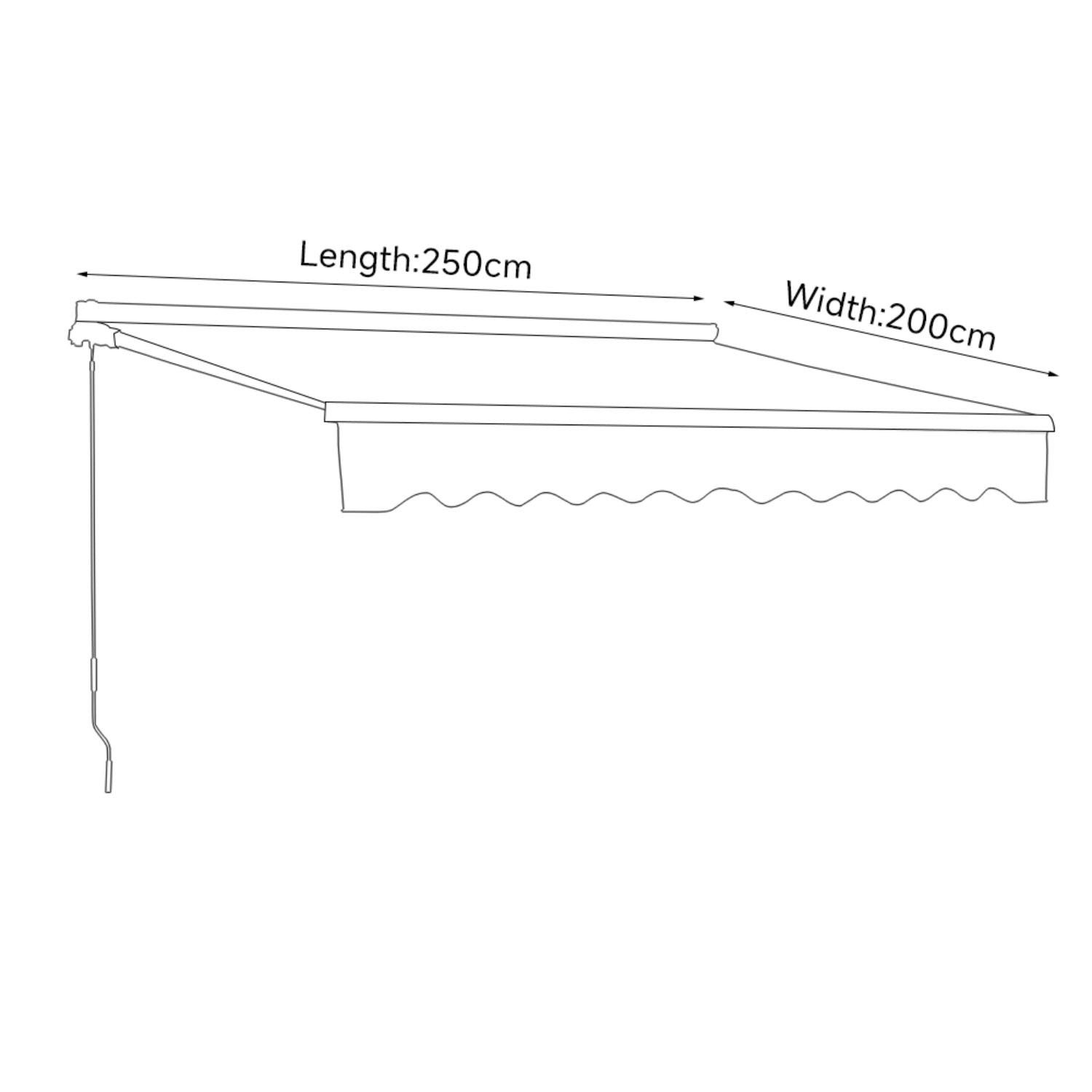 Retractable Grey Manual Patio Awning 2.5 x 2m