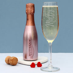 Personalised Rose Gold Bottega Prosecco & Flute Set