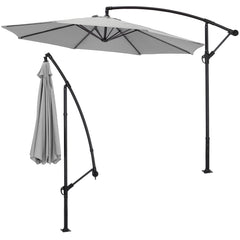 Cantilever Garden Parasol Light Grey with Tilt Fillable Cross Base 3m