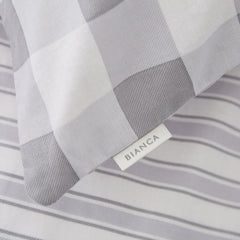 Bianca Grey Check and Stripe 100% Cotton Duvet Set