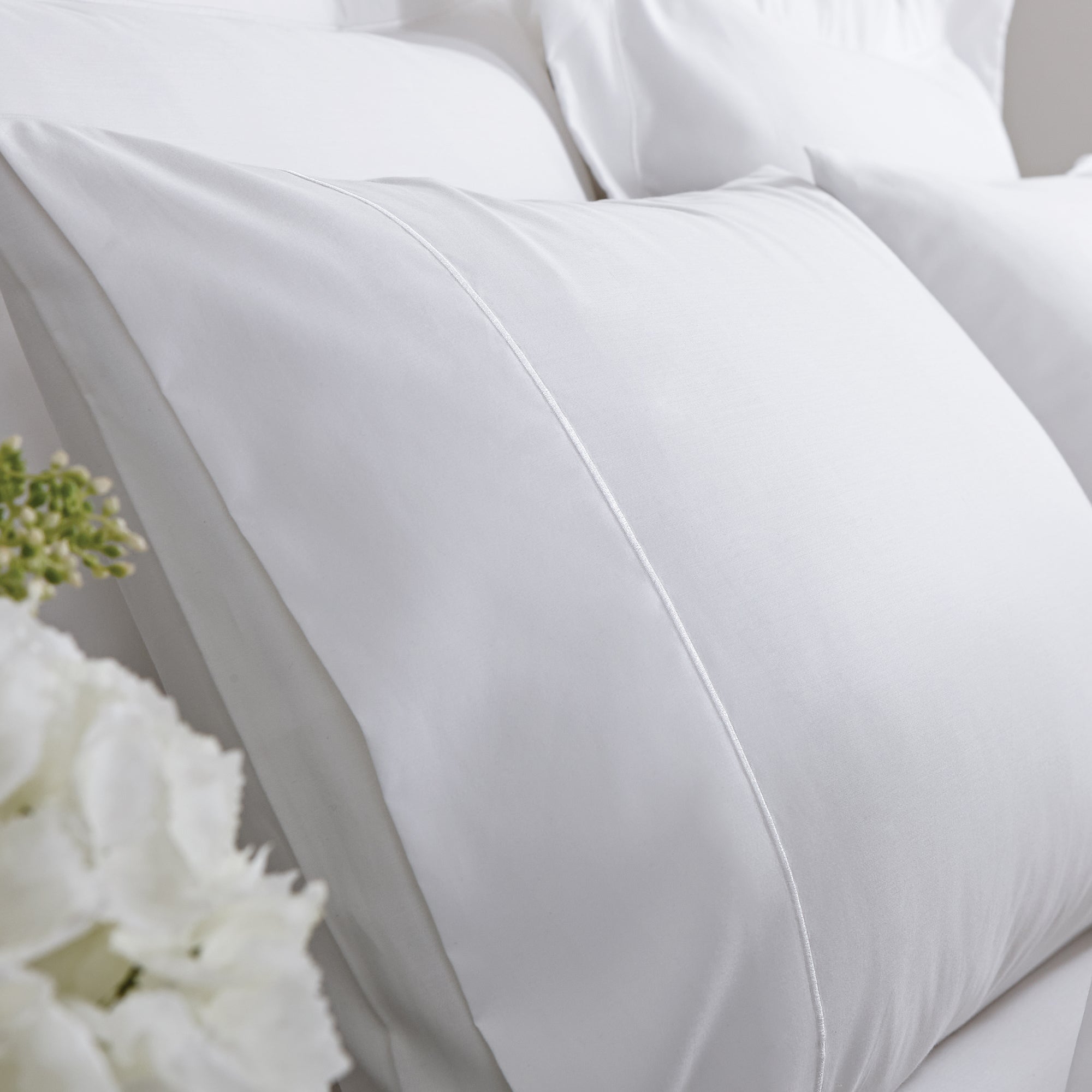 Bianca White 800TC Cotton Sateen Housewife Pillowcase Pair
