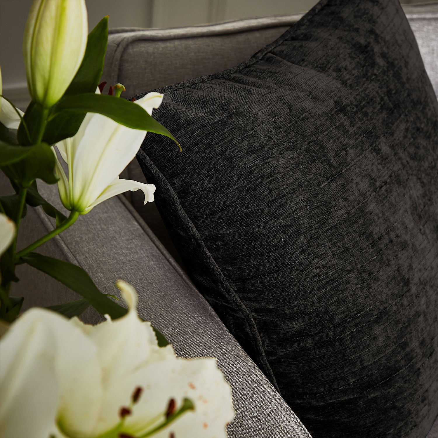 Hyperion Interiors Selene Black Cushion (55cm x 55cm)