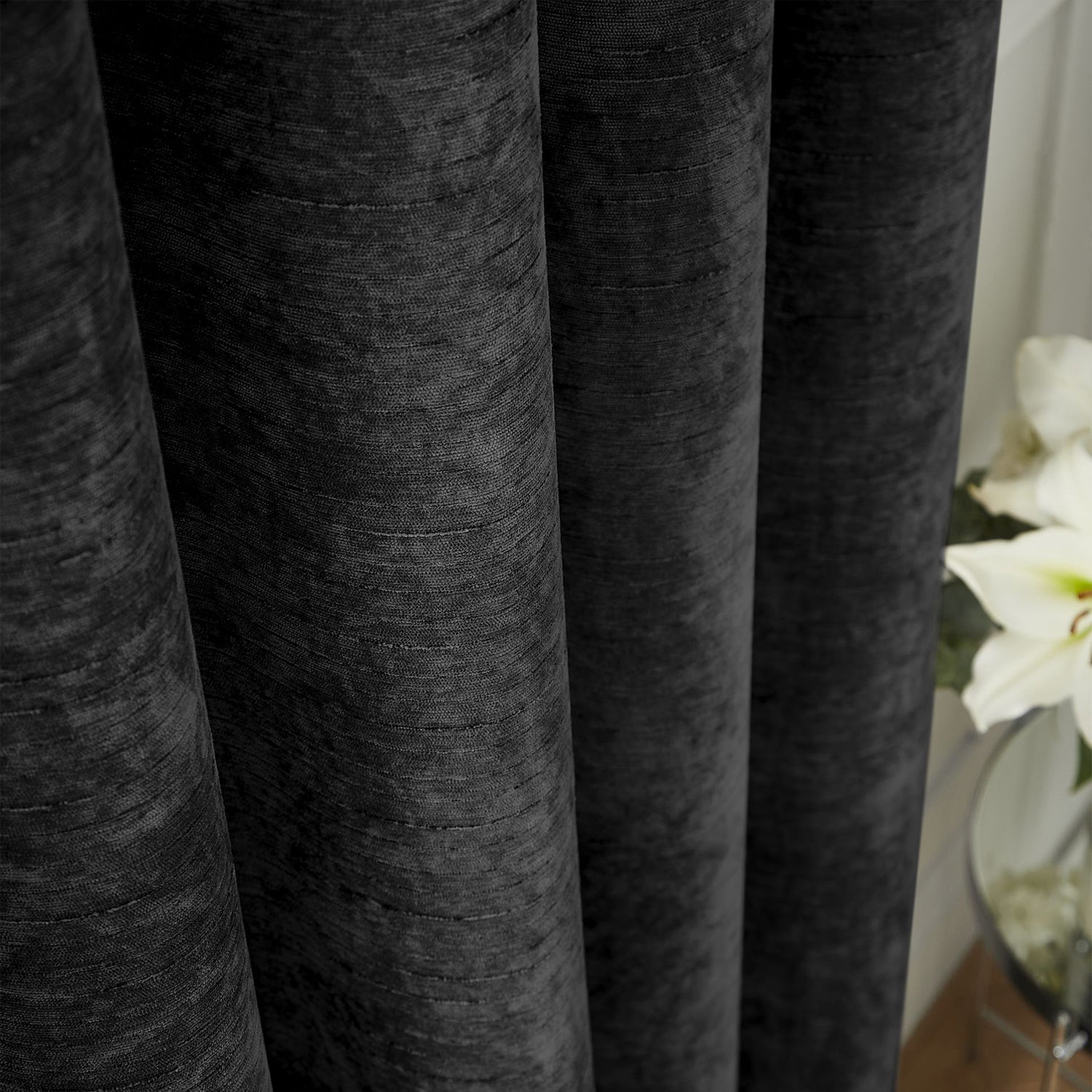 Hyperion Interiors Selene Black Thermal Eyelet Curtains
