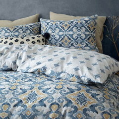 Pineapple Elephant Inara Ikat Indigo Blue Reversible Duvet Cover Set