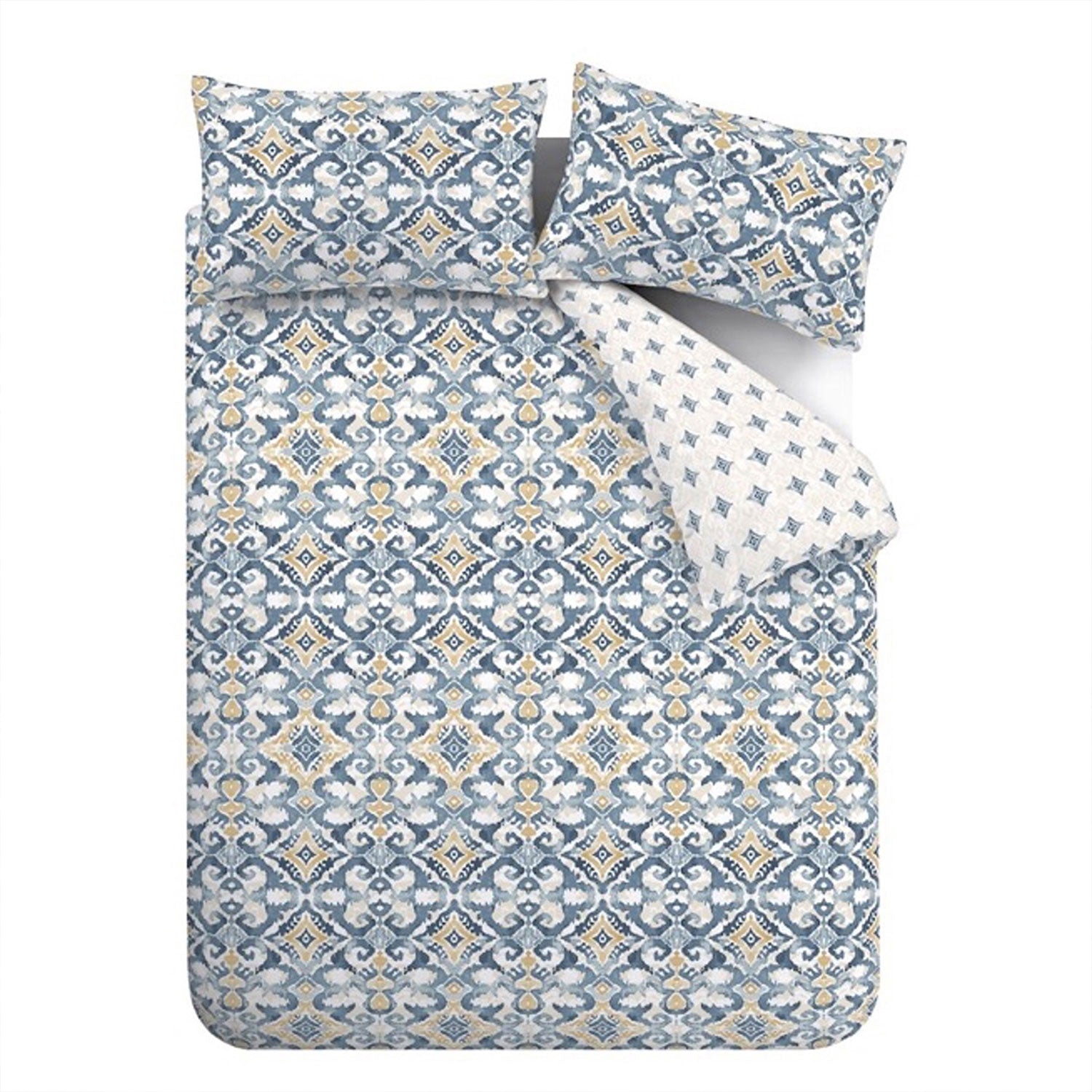 Pineapple Elephant Inara Ikat Indigo Blue Reversible Duvet Cover Set