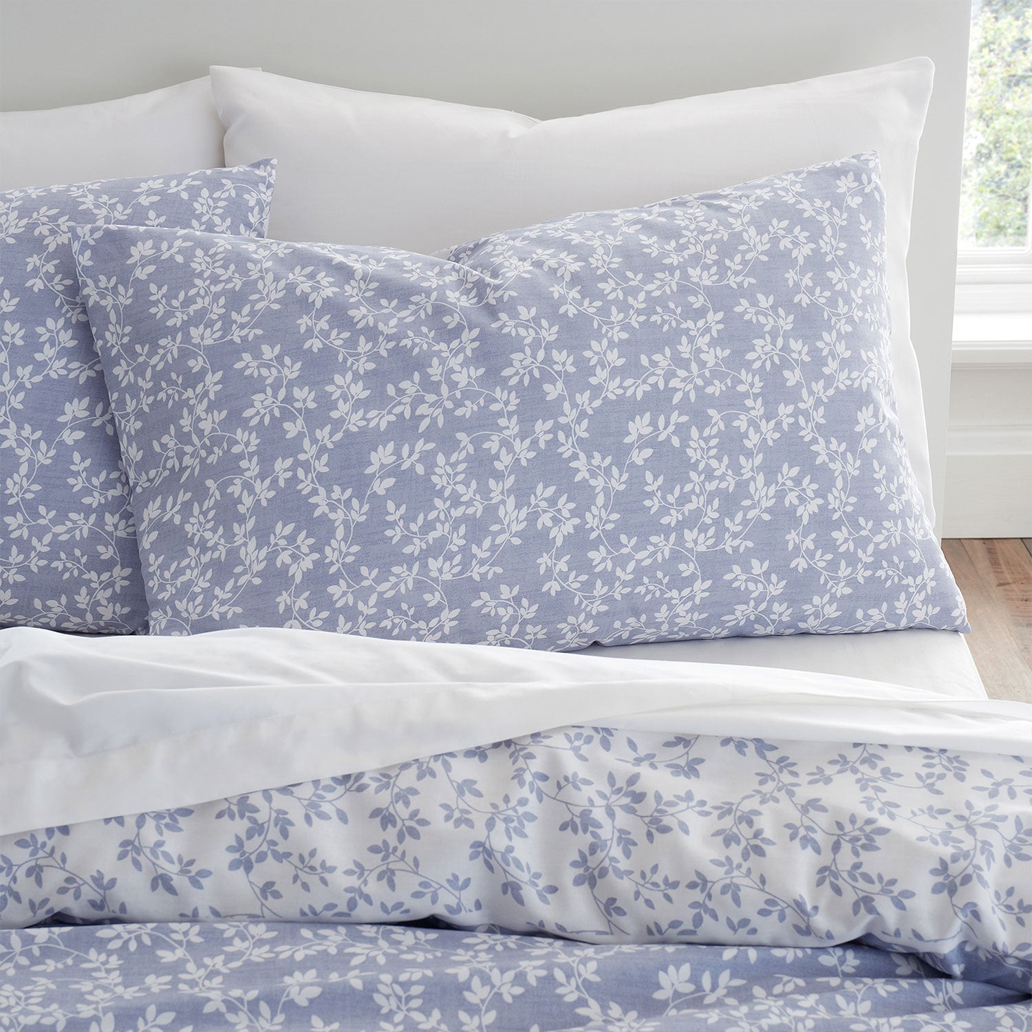 Bianca Shadow Leaves French Blue 200TC Duvet Set